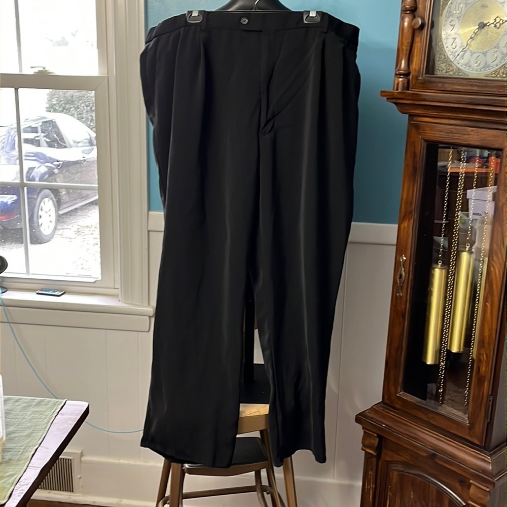 SZ 48L VITTORIO ST ANGELO  BLACK PLEAT LED FRONT DRESS PANTS